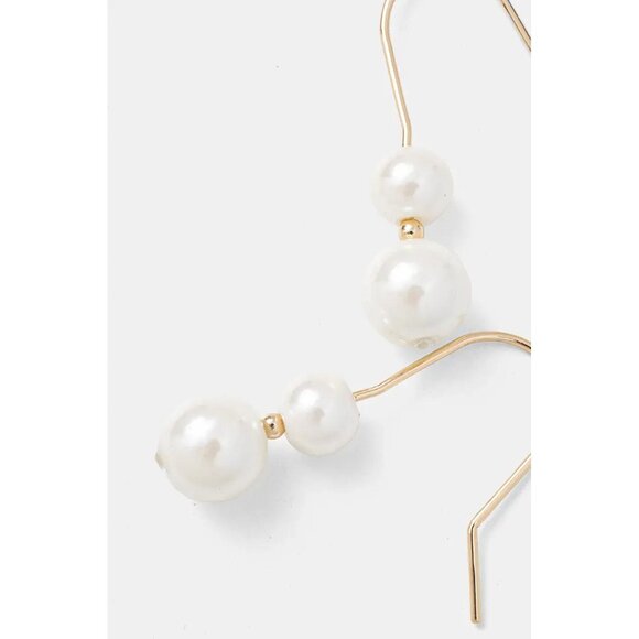 Lauren Ralph Lauren Gold Tone Pearl Double Drop Earrings - Picture 2 of 5